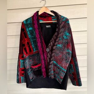 LEE ANDERSEN artisan sweater jacket cardigan one-of-a-kind oversized sz XS EUC